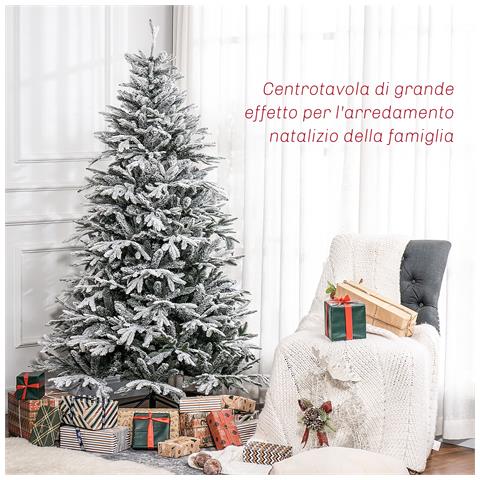 Albero di Natale Innevato 180cm con 2531 Rami Alto e Stretto con Base Pieghevole, Verde - Foto 2