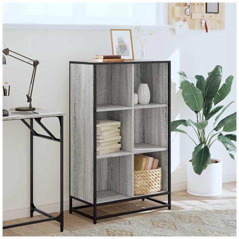 Libreria Grigio Sonoma 65,5x33x107,5 Cm In Legno Multistrato - Foto 3