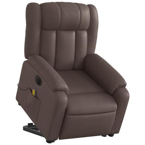 Poltrona Alzapersona Elettrica Reclinabile Marrone Similpelle - Foto 3
