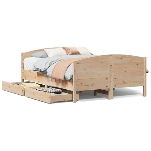 Letto senza Materasso 140x190 cm in Legno Massello di Pino - Foto 1