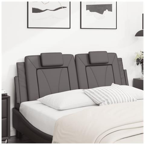 Cuscino Testiera Grigio 120 Cm In Similpelle - Foto 3