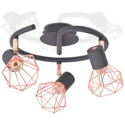 Lusso Casadino - Plafoniera Con 3 Faretti E14 Nera E Rame - Foto 1
