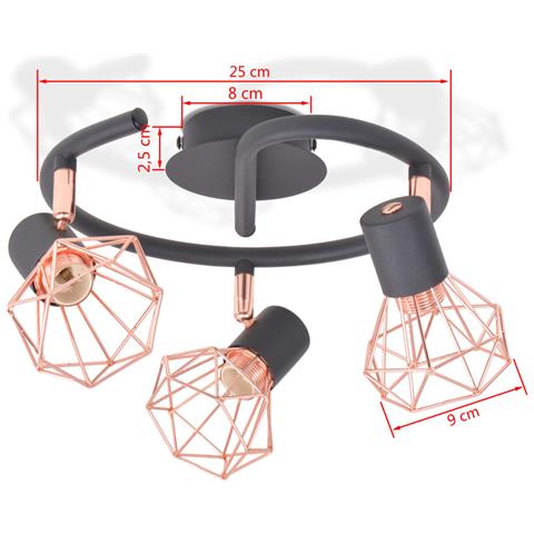 Lusso Casadino - Plafoniera Con 3 Faretti E14 Nera E Rame - Foto 5