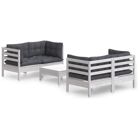 Lusso Casadino -  Set Divani Da Giardino 5 Pz Con Cuscini Antracite Legno Di Pino - Foto 1