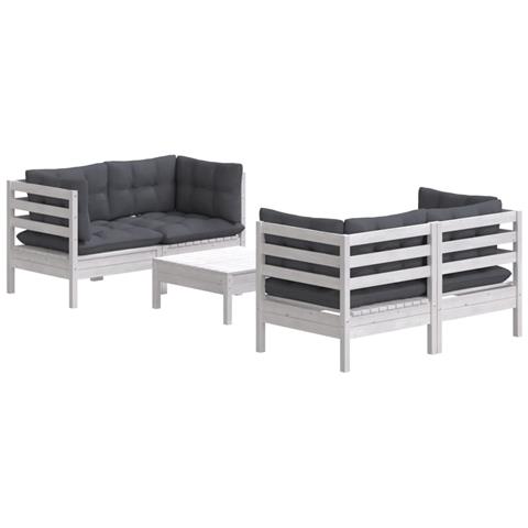 Lusso Casadino -  Set Divani Da Giardino 5 Pz Con Cuscini Antracite Legno Di Pino - Foto 2