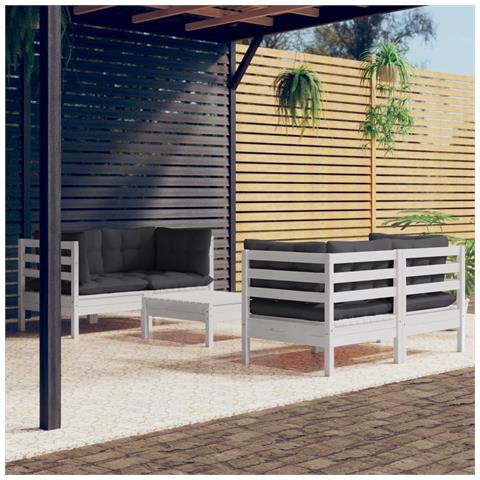 Lusso Casadino -  Set Divani Da Giardino 5 Pz Con Cuscini Antracite Legno Di Pino - Foto 8