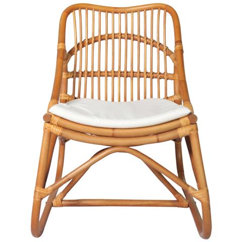 Lusso Casadino -  Sedia In Rattan Marrone Chiaro E Lino - Foto 1