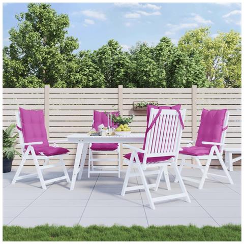 Cuscini Per Sedia Con Schienale Alto 4pz Rosa In Tessuto Oxford - Foto 8