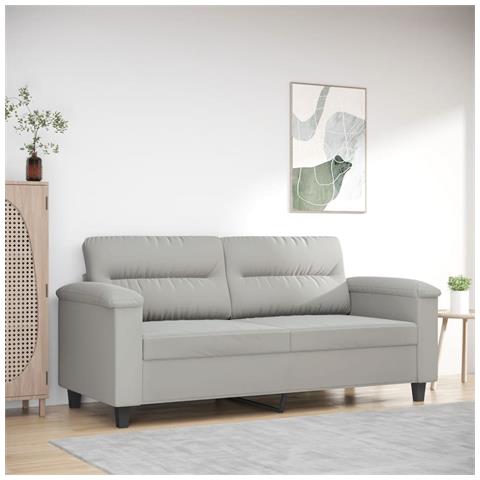 Lusso Casadino -  Divano A 2 Posti Grigio Chiaro 140 Cm In Tessuto Microfibra - Foto 8