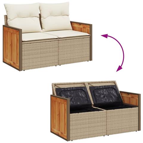 Divano da Giardino con Cuscini a 2 Posti Beige in Polyrattan - Foto 9