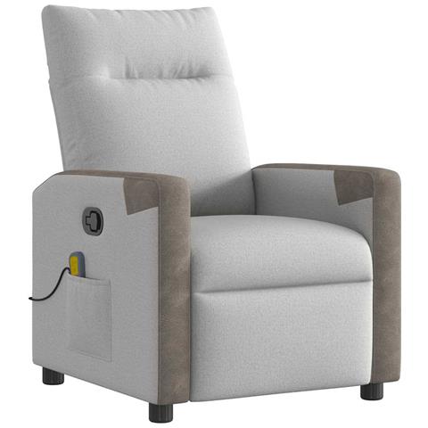 Poltrona Massaggiante Reclinabile Grigio Nuvola in Tessuto - Foto 1