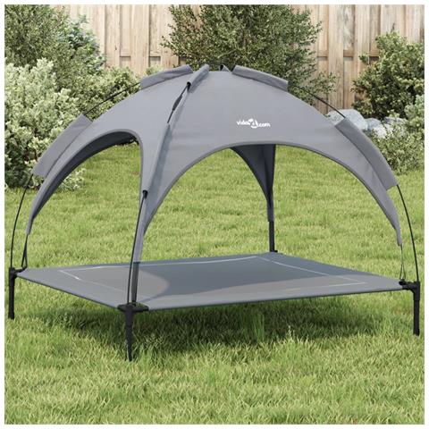 Lettino per Cani con Tetto Tessuto Oxford Antracite e Acciaio - Foto 2