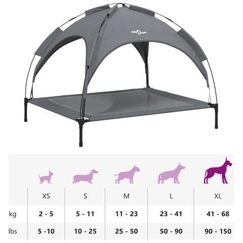 Lettino per Cani con Tetto Tessuto Oxford Antracite e Acciaio - Foto 9