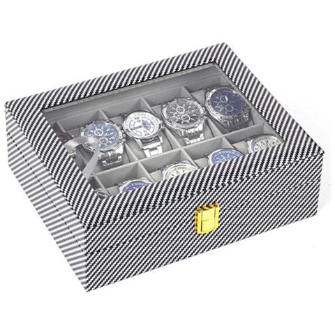 Scatola Porta Orologi 10 Posti Con Piccole Sfere In Acciaio, Compatibile Con Orologi E Bracciali, Custodia In Mdf Argento Con Struttura Robusta E Rivestimento In Pelle Microfibra - Foto 2