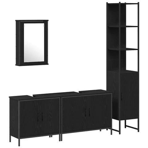 Set di mobili per il bagno 4 pcs Nero 33 x 33 x 185.5 cm - Foto 1