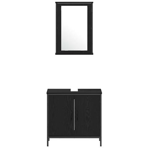 Set di mobili per il bagno 4 pcs Nero 33 x 33 x 185.5 cm - Foto 9