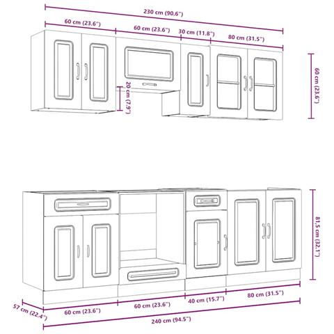 Set Mobili da Cucina 8 pz Kalmar Grigio Sonoma in Truciolato - Foto 9
