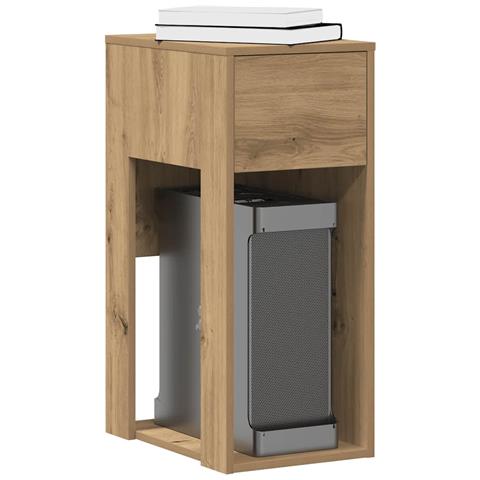 Supporto per Computer a Torre con Cassetto Rovere 30x44x74 cm - Foto 2