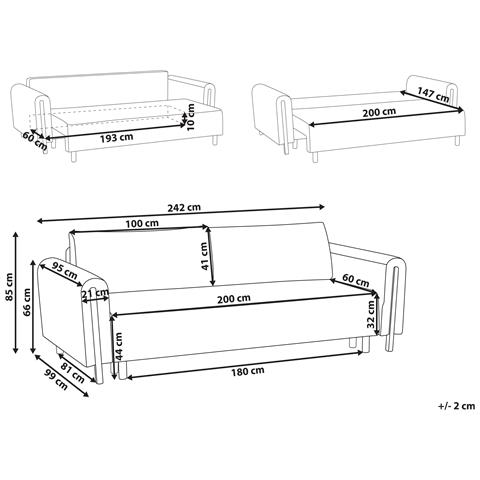 Divano Letto 3 Posti Kvam Bouclé Beige Chiaro Con Contenitore - Foto 2