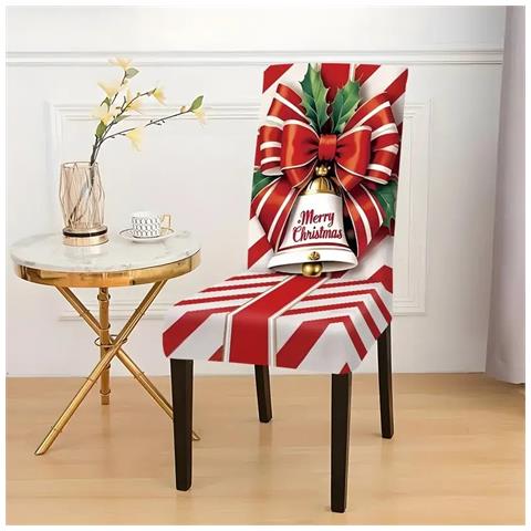 Coprisedia Natalizio Festivo Con Design A Campana - Fodera Per Sedia Da Pranzo Natalizia - Foto 2