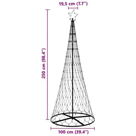 Albero di Natale LED Bianco caldo 100 x 100 x 250 cm Metallo - Foto 8