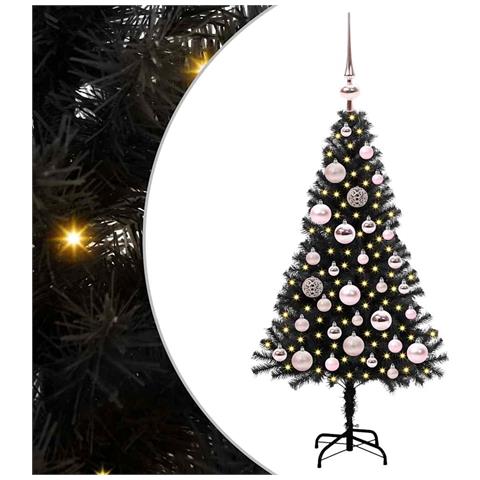 Albero di Natale con 150 LED con supporto Nero 120 cm PVC - Foto 1