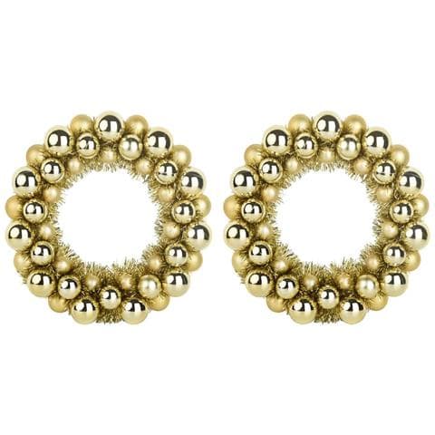 Corone di Palline di Natale 2 pcs Oro 33 x 33 x 7 cm - Foto 1