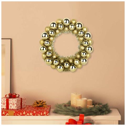 Corone di Palline di Natale 2 pcs Oro 33 x 33 x 7 cm - Foto 2