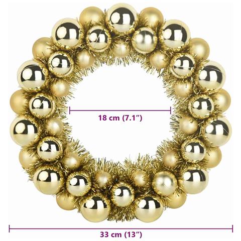 Corone di Palline di Natale 2 pcs Oro 33 x 33 x 7 cm - Foto 8