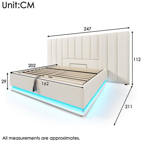 Letto Contenitore Con Luce Led Controllata Da App E Finitura Pu - Foto 2