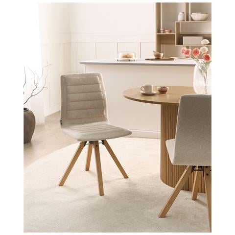 Set Di 2 Sedie Da Pranzo Rox Tessuto Beige Chiaro - Foto 1