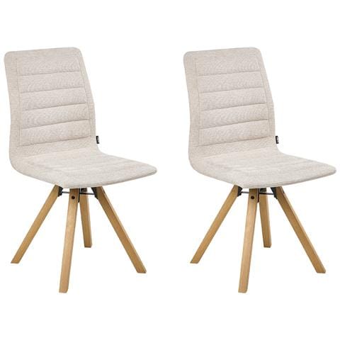 Set Di 2 Sedie Da Pranzo Rox Tessuto Beige Chiaro - Foto 2