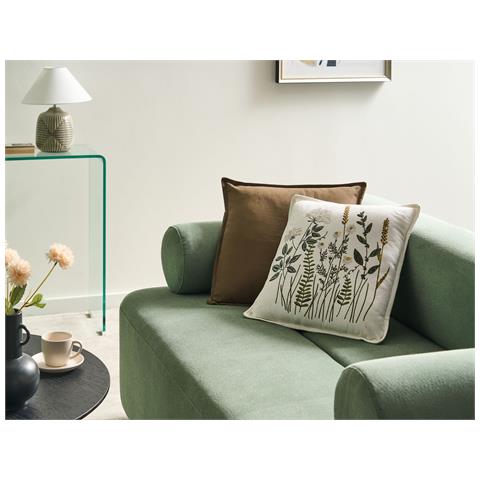 Set Di 2 Cuscini Knema Cotone 45 X 45 Cm Bianco Trama Floreale - Foto 1