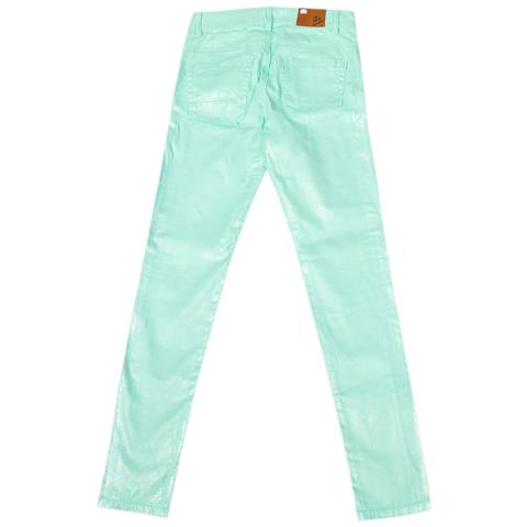 Pantaloni Lucidi Elasticizzati Con Basso Con Taglio Skinny Jwt010 Donna - Foto 3