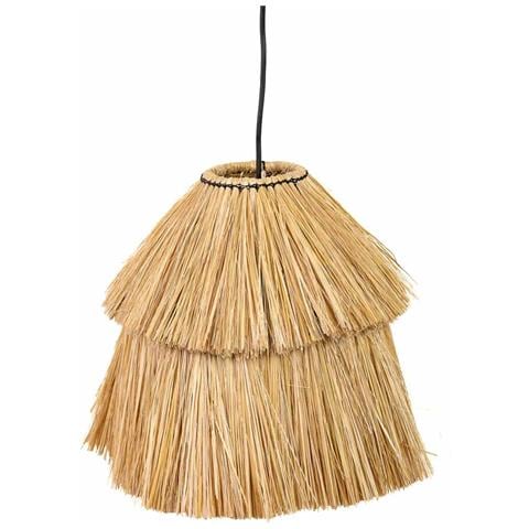 Plafoniera In Fibra Naturale Marrone 38x38x30h - Foto 1