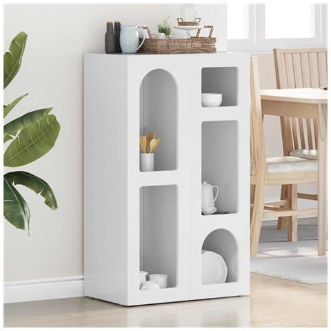 Credenza Bianco Lucido 59 x 35 x 100,5 cm Legno multistrato - Foto 2