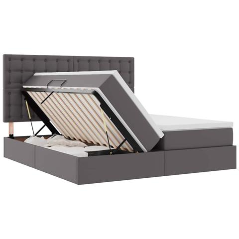 Letto con contenitore e LED Grigio 180 x 200 cm Pelle sintetica - Foto 9