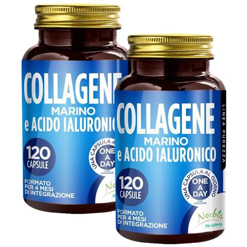 Collagene Marino e Acido Ialuronico 120 Capsule - Collagene Idrolizzato e Sodio Ialuronato - Supporto Pelle, Elasticità e Articolazioni (Confezione doppia) - Foto 1
