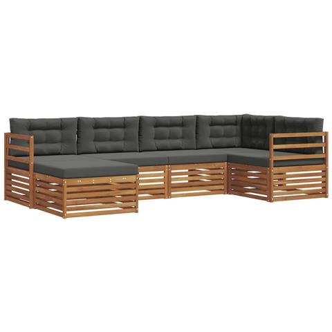 Set di divani da esterno con cuscino 6 pcs Naturale e Antracite - Foto 1