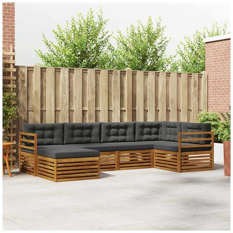 Set di divani da esterno con cuscino 6 pcs Naturale e Antracite - Foto 2
