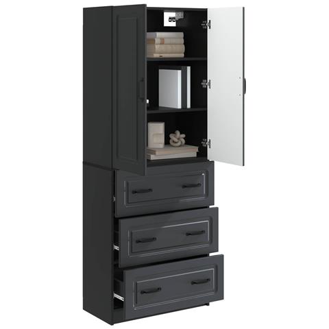 Set di armadi 2 pcs Nero 66 x 34,5 x 87 cm Legno ingegnerizzato - Foto 2