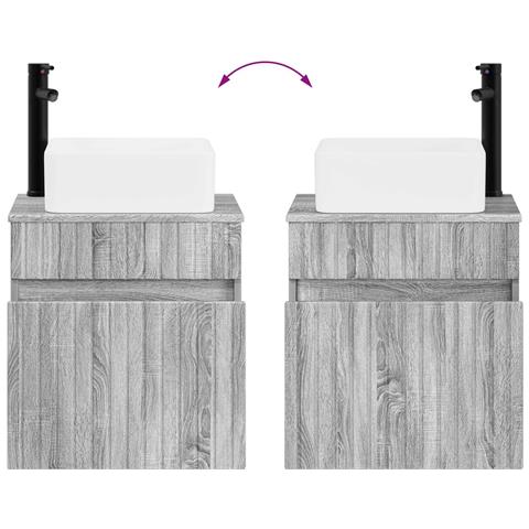Mobile lavabo da parete Sonoma grigio 49 x 41 x 63 cm - Foto 2