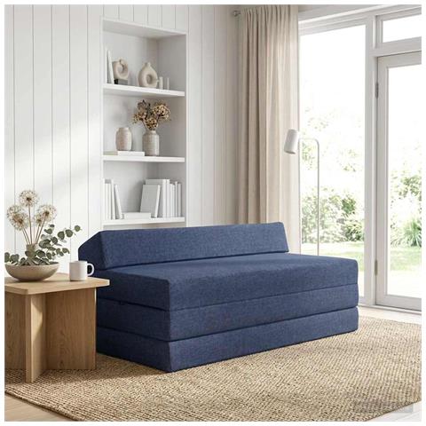 Divano Letto Pieghevole Blu 120 x 60 x 49 cm Tessuto - Foto 2