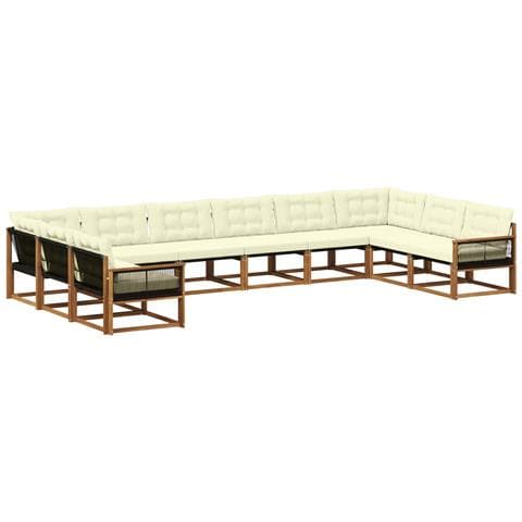 Set di divani da esterno con cuscino 10 pcs Naturale e Crema - Foto 1