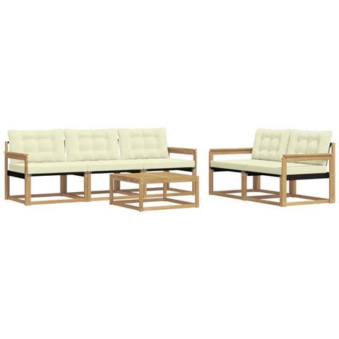 Set di divani da esterno 6 pcs Bianco e Crema 79 x 79 x 37 cm - Foto 1