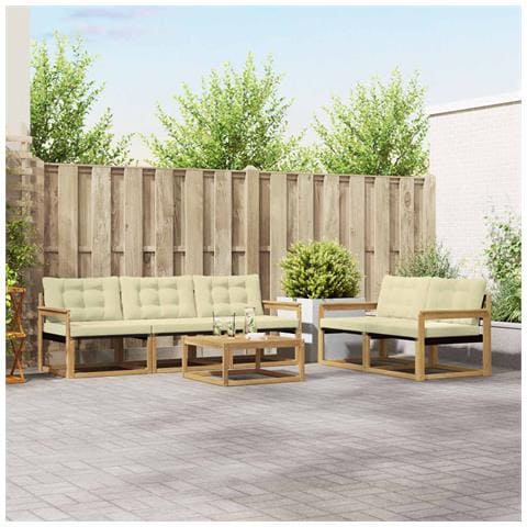Set di divani da esterno 6 pcs Bianco e Crema 79 x 79 x 37 cm - Foto 2