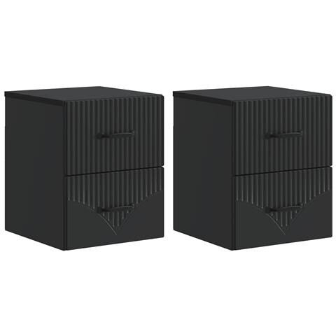 Mobiletto da notte a muro 2 pcs Nero 34,5 x 33 x 40 cm - Foto 1