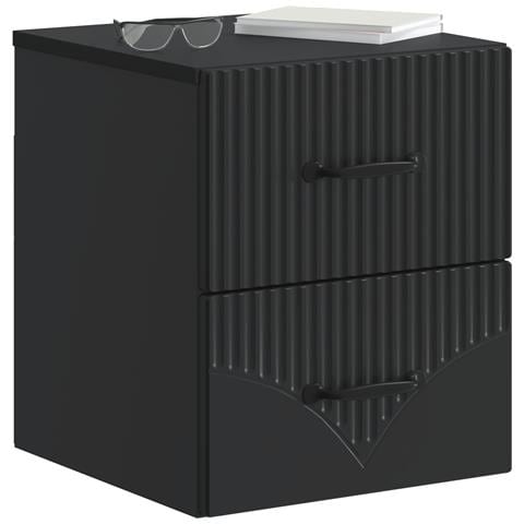 Mobiletto da notte a muro 2 pcs Nero 34,5 x 33 x 40 cm - Foto 2