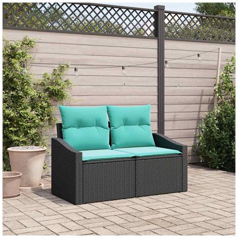 Divano da giardino Grigio 123 x 62 x 69cm polyrattan - Foto 2