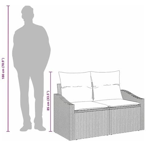 Divano da giardino Grigio 123 x 62 x 69cm polyrattan - Foto 9
